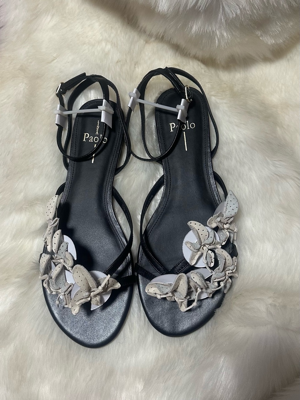 Black/Ivory Lucia-L Nappa Women's Sandals by Linea Paolo sz 10 M